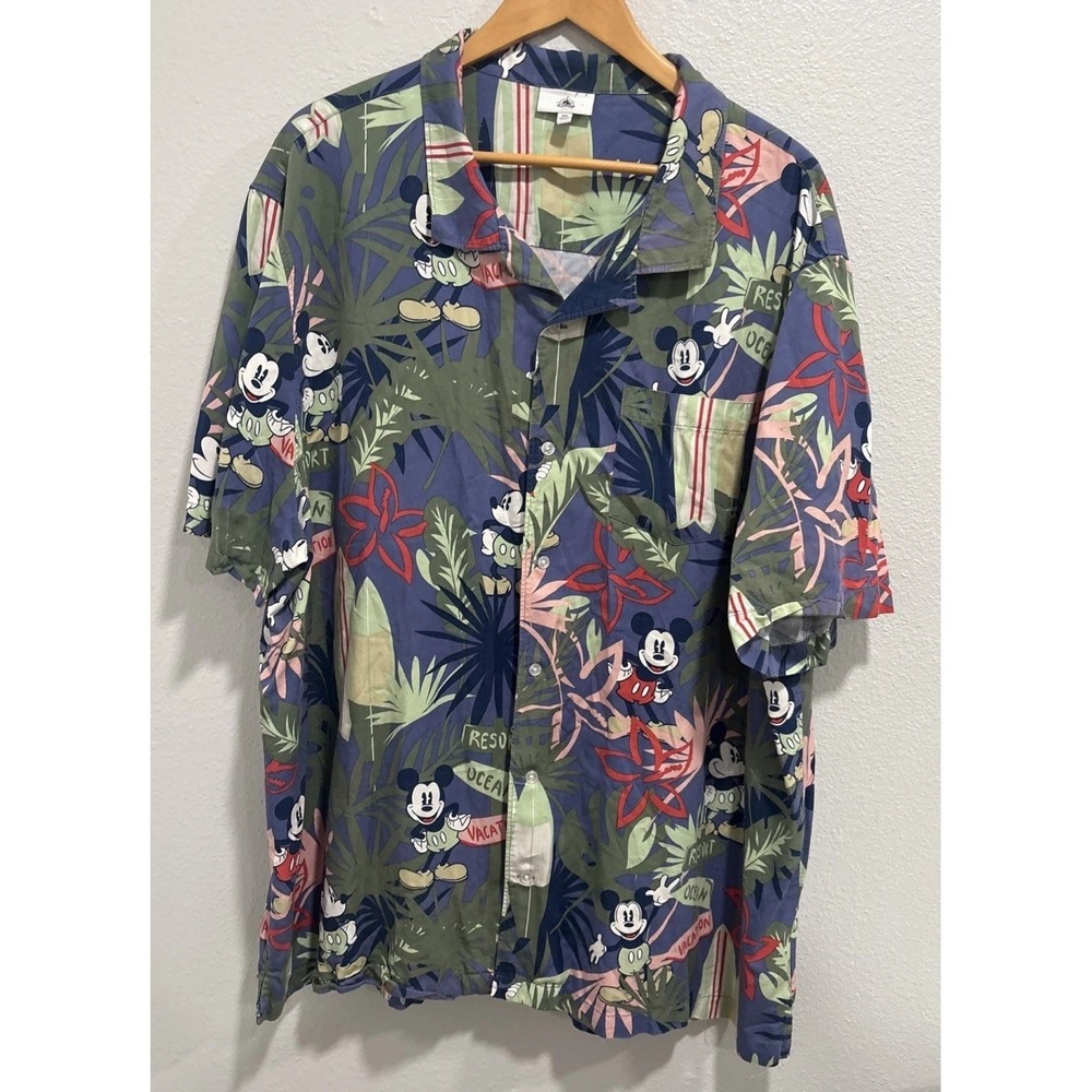 Disney Parks Mickey Resort Ocean Vacation‎ Surfer Button Down Shirt Hawaiian 3X
